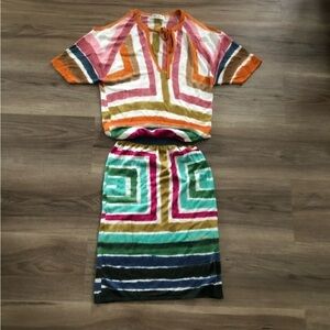 ETINCELLE COUTURE Multicolor Tie Dye Stripe Cold Shoulder Sweater Dress XS-S